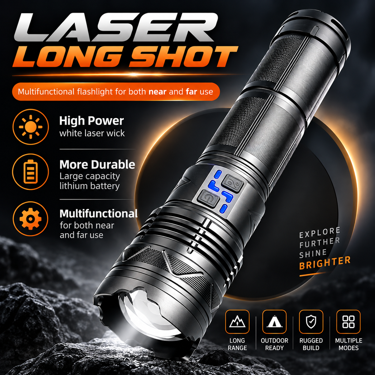 Outdoor White Laser High-Power Flashlight
